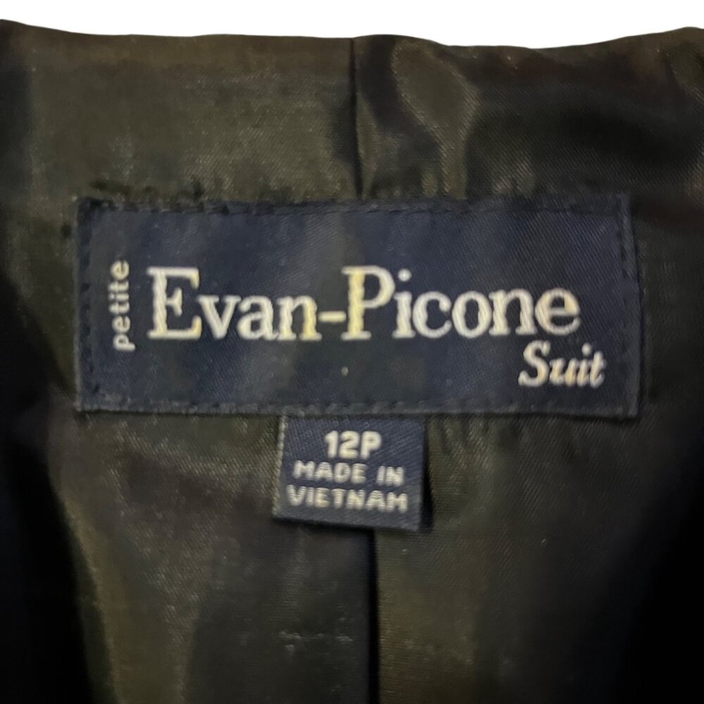 Evan-Picone Blazer Jacket Womens 12P Used Gray Black Trim Lined Petite - Picture 7 of 16
